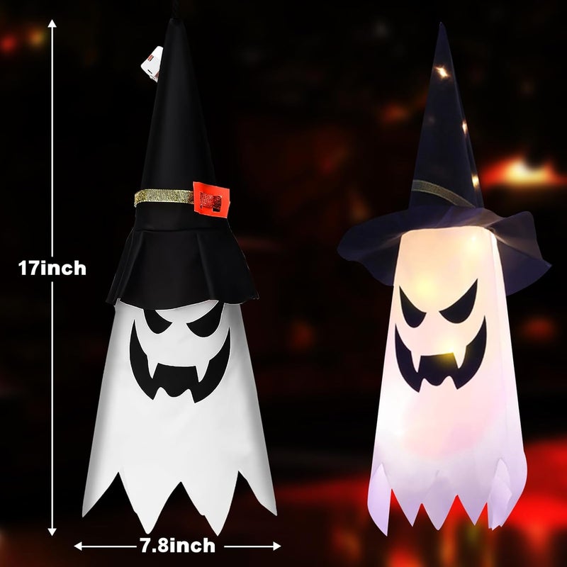 Arperles Halloween Decorations Glowing Ghost Witch Hat Halloween String Lights - Indoor/Outdoor Hanging Decor for Home, Garden & Tree (4Pcs) - Image 3
